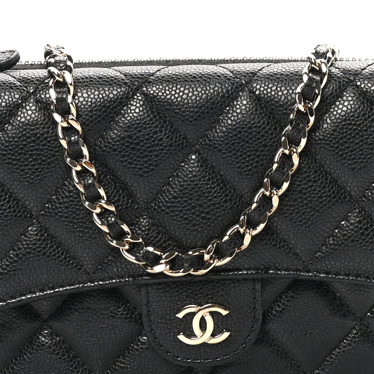 Chanel Caviar Quilted Flap Phone Holder With Chain Black 10 of 13