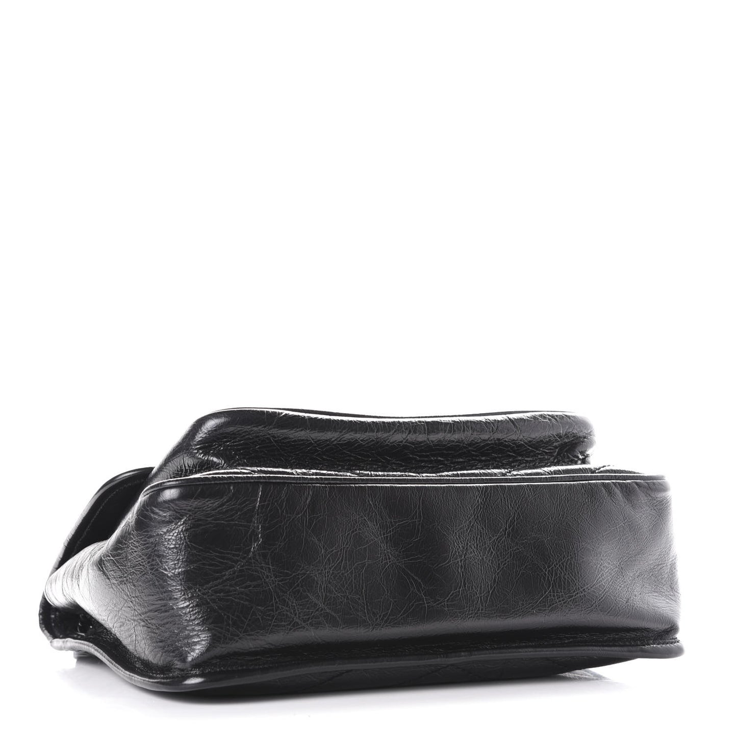 Crinkled Calfskin Matelasse Monogram Medium Niki Chain Satchel Black