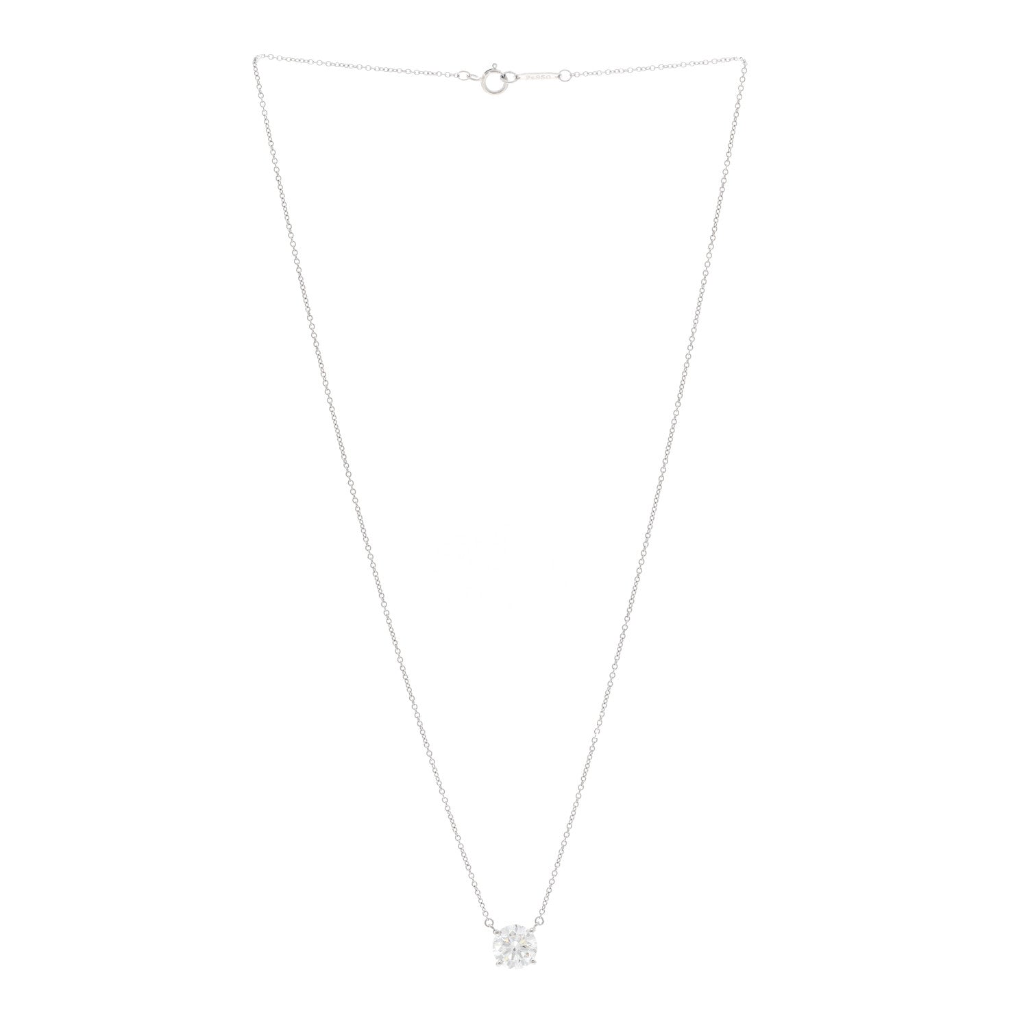 Tiffany Platinum Diamond 1.83ct Solitaire Pendant Necklace 3 of 5