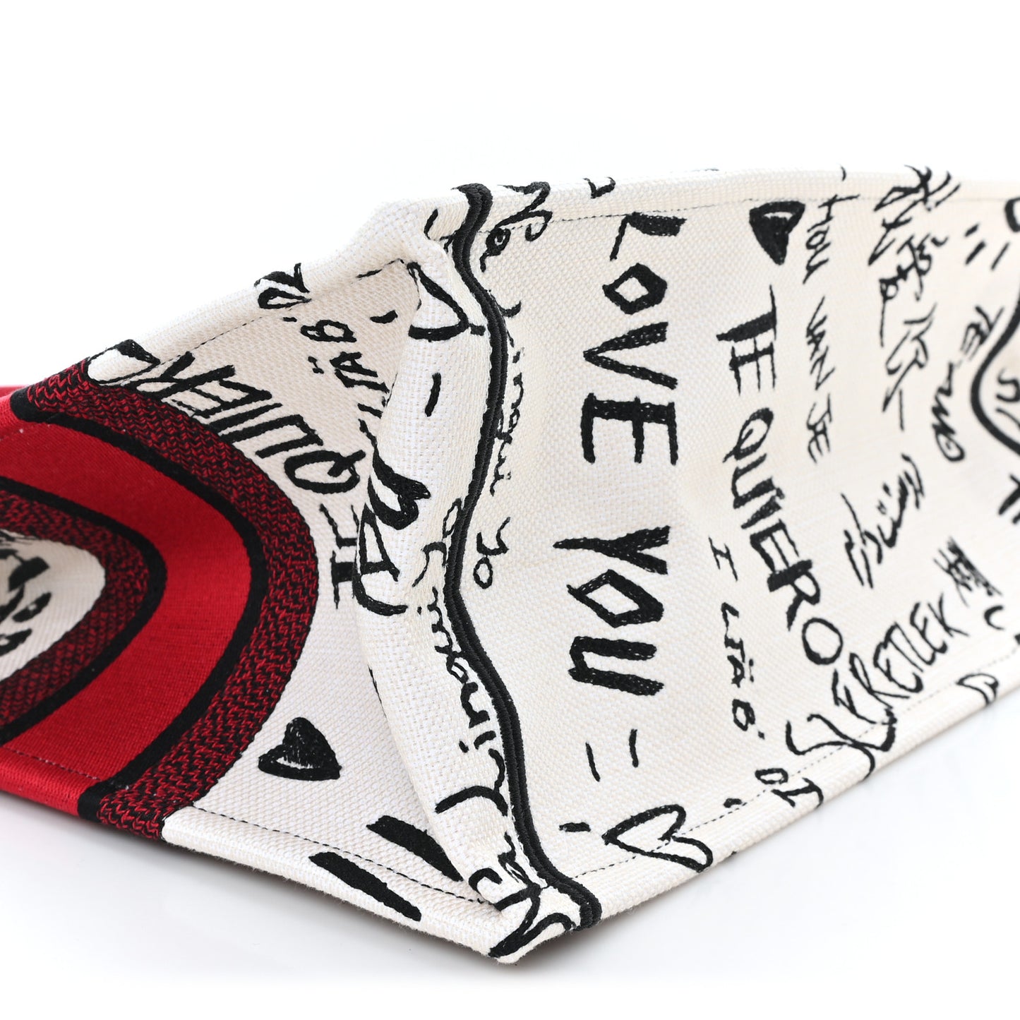 Canvas Embroidered Medium Dioramour Graffiti Book Tote Latte Multicolor
