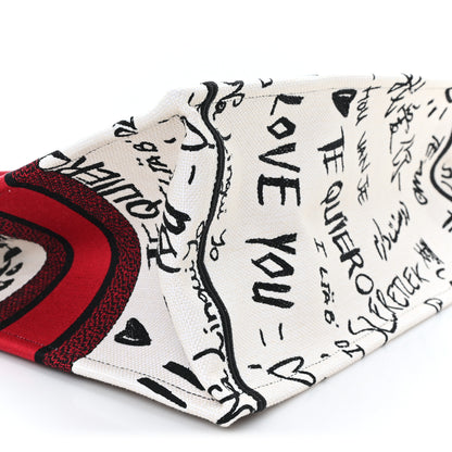 Christian Dior Canvas Embroidered Medium Dioramour Graffiti Book Tote Latte Multicolor 9 of 11