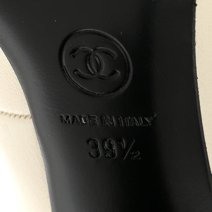 Chanel Lambskin Patent Calfskin Cap Toe Pumps 39.5 Ivory Black 7 of 13
