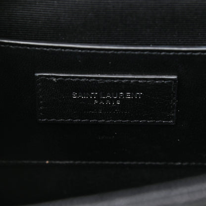 Saint Laurent Grain De Poudre Textured Mixed Matelasse Triquilt Medium Monogram Satchel Black 5 of 9