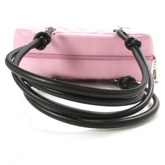 Calfskin Quilted Large Cambon Bowler Pink Black