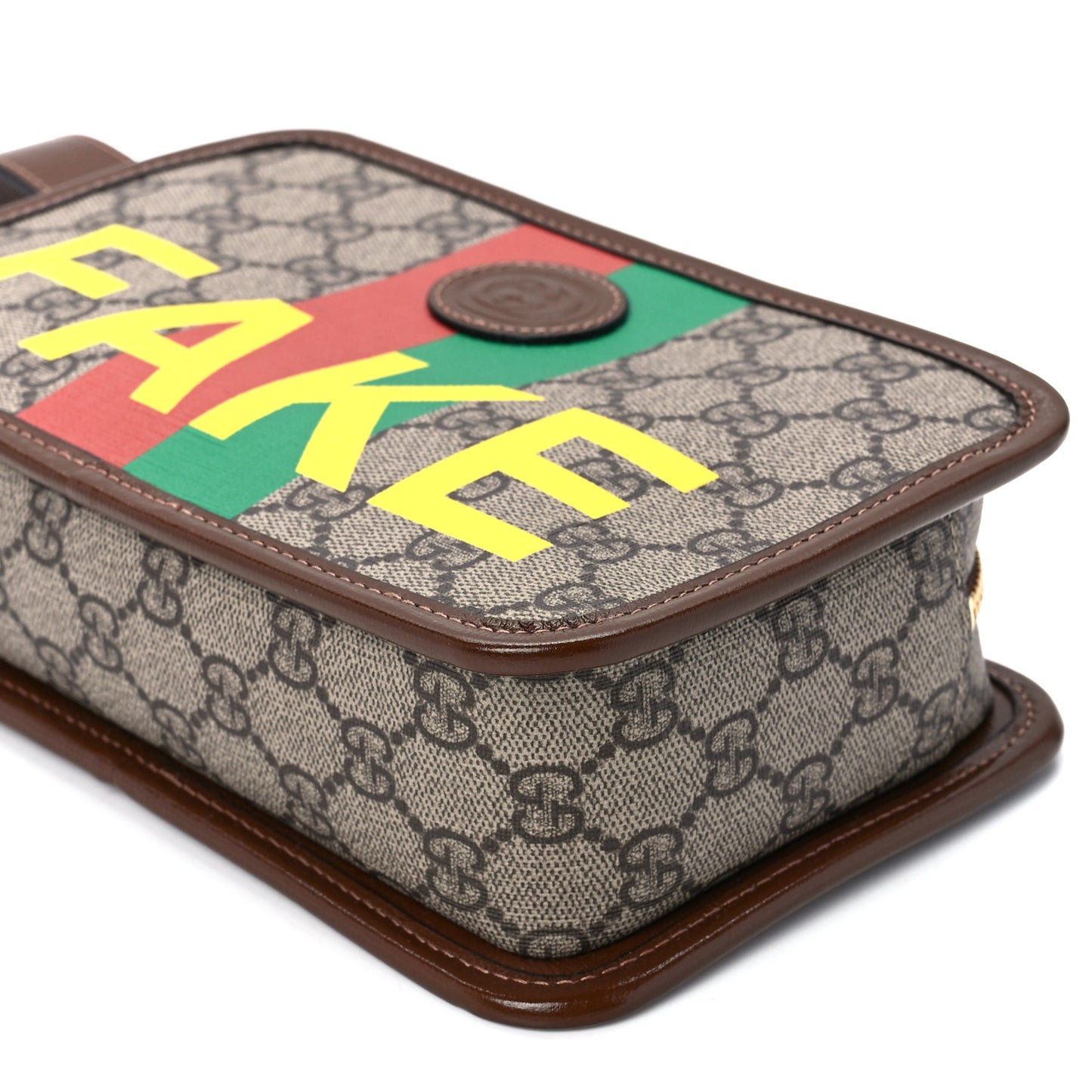 GG Supreme Monogram Azalea Calfskin Fake/Not Retro Interlocking G Cosmetic Case Beige Ebony Brown Sugar