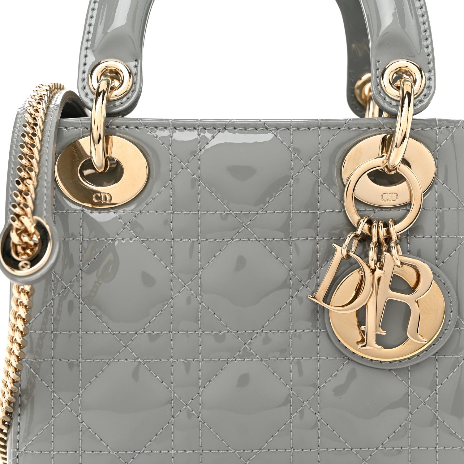 Christian Dior Patent Cannage Mini Lady Dior Grey Stone 8 of 10