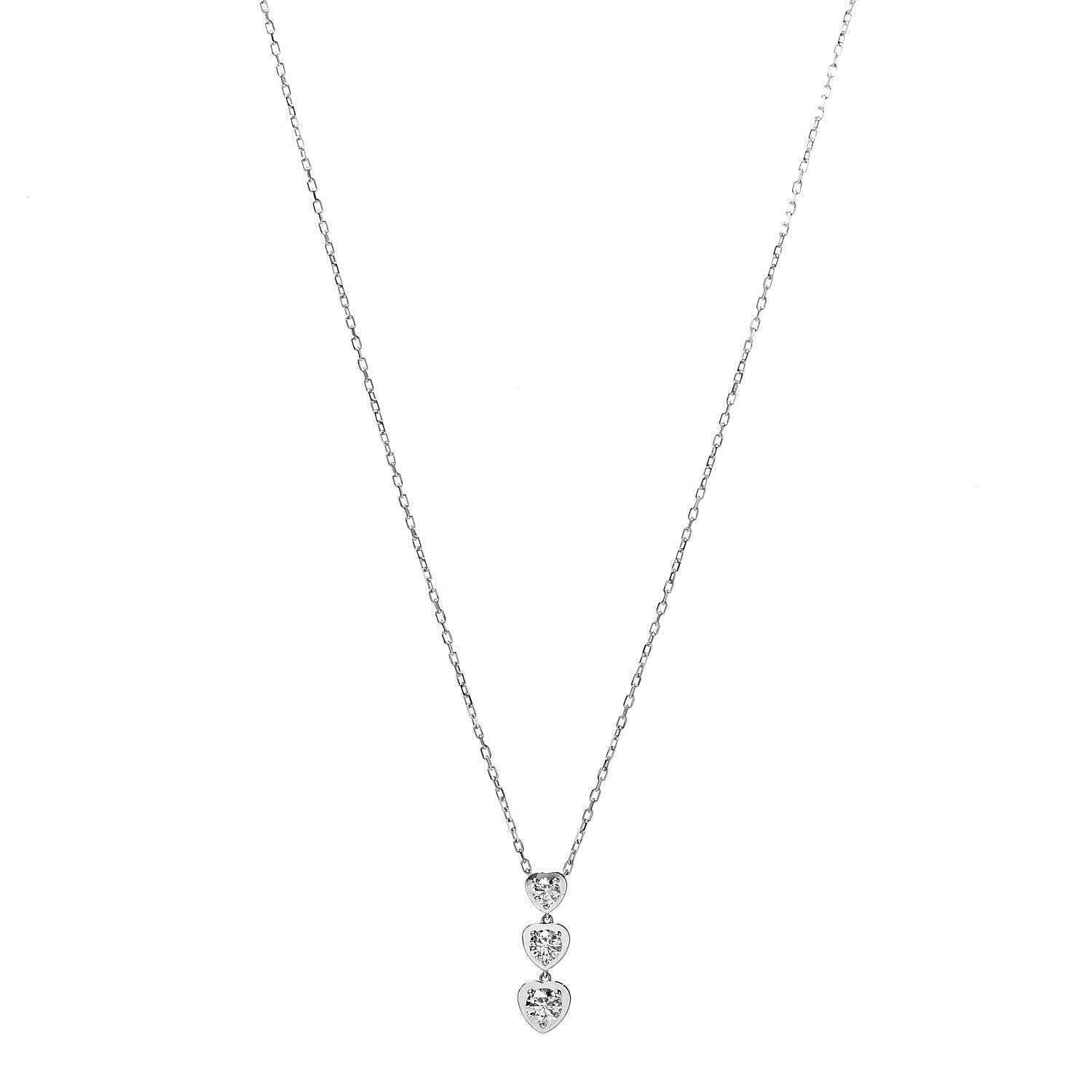 Cartier 18K White Gold Diamond Legers 3 Heart Motif Necklace 1 of 5