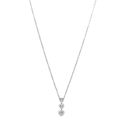 Cartier 18K White Gold Diamond Legers 3 Heart Motif Necklace 1 of 5