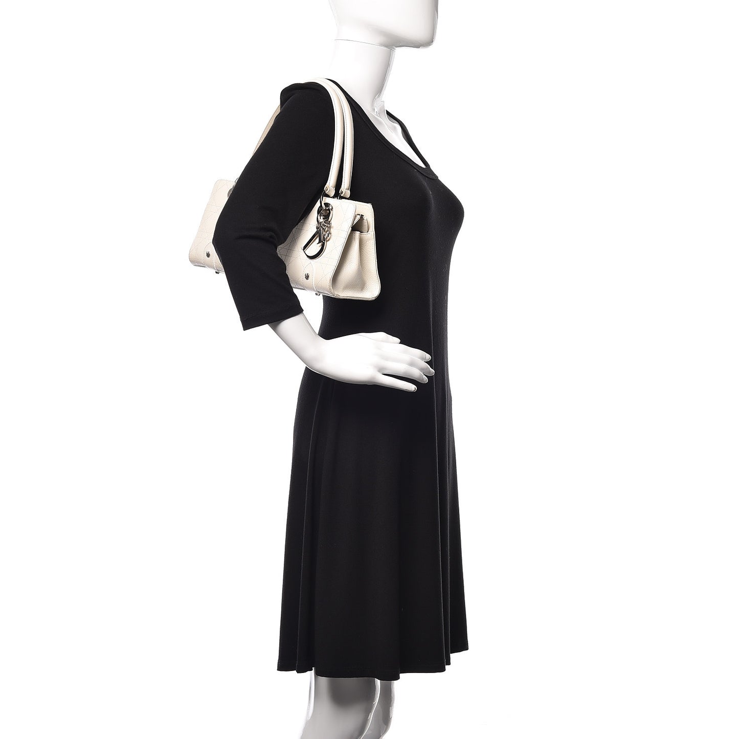 Calfskin Cannage Stitched East West Lady Dior White