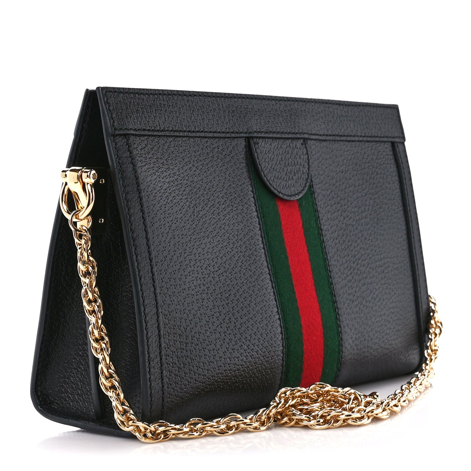 Gucci Calfskin GG Web Small Ophidia Chain Shoulder Bag Black 3 of 11