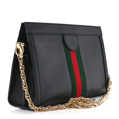 Gucci Calfskin GG Web Small Ophidia Chain Shoulder Bag Black 3 of 11