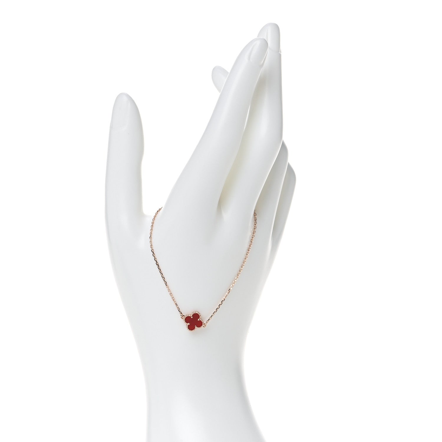 Van Cleef & Arpels 18K Rose Gold Carnelian Sweet Alhambra Bracelet 2 of 8