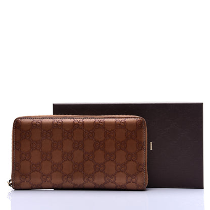 Gucci Metallic Guccissima Twins Zip Around Organizer Wallet Bronze 14 of 14