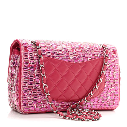 Chanel Satin Pearl Beaded Medium Flap Pink 3 of 11