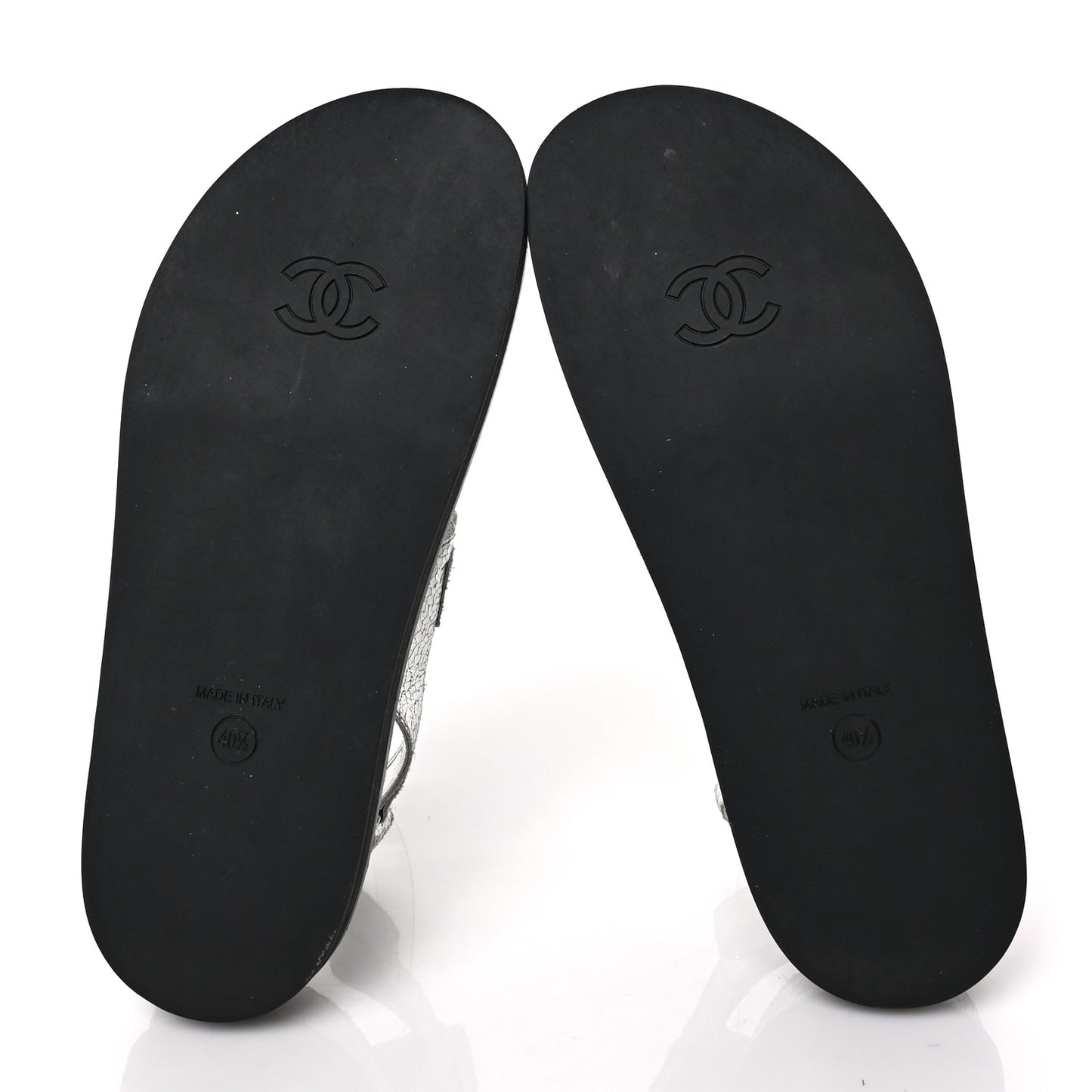 Metallic Crackled Calfskin Velcro Dad Sandals 40.5 Silver