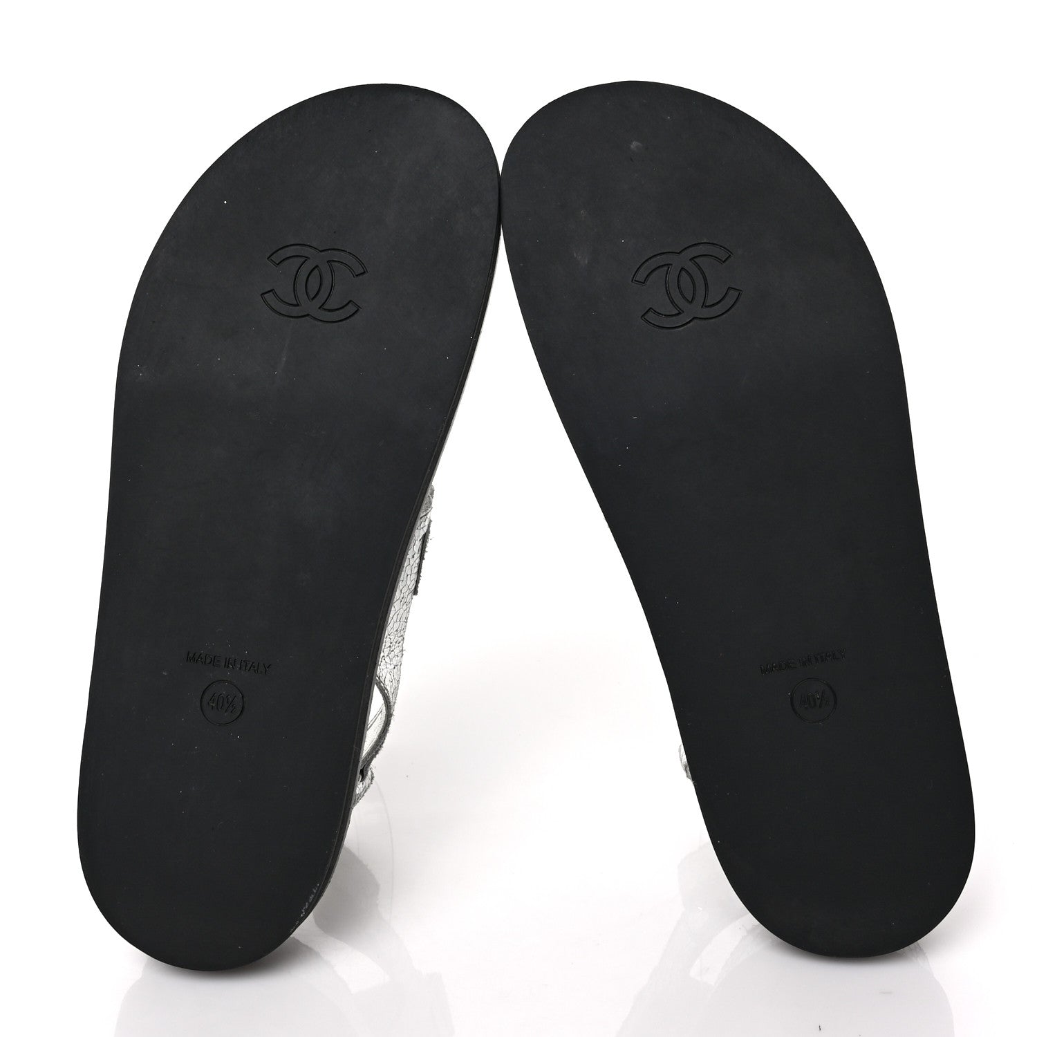 Chanel Metallic Crackled Calfskin Velcro Dad Sandals 40.5 Silver 5 of 6