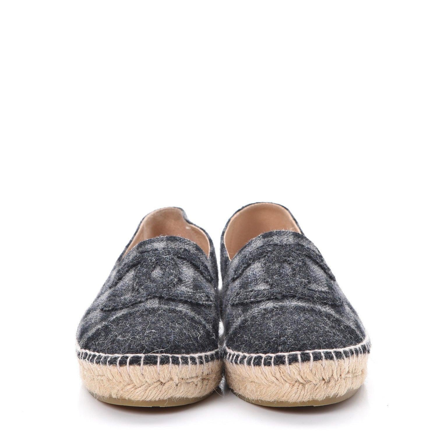 Chanel Flannel CC Espadrilles 38 Grey Black 2 of 11