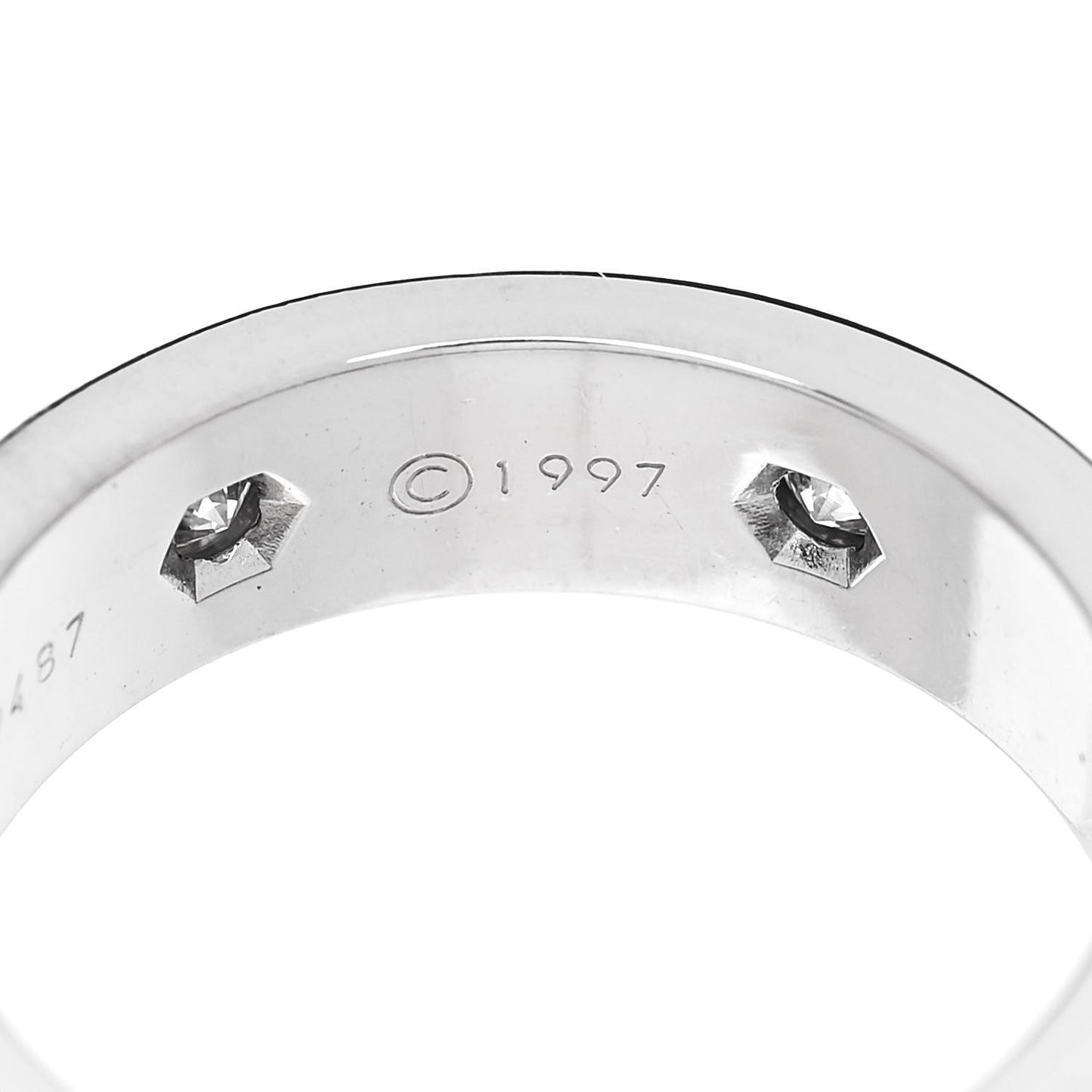 18K White Gold 6 Diamond 5.5mm LOVE Ring 54 7
