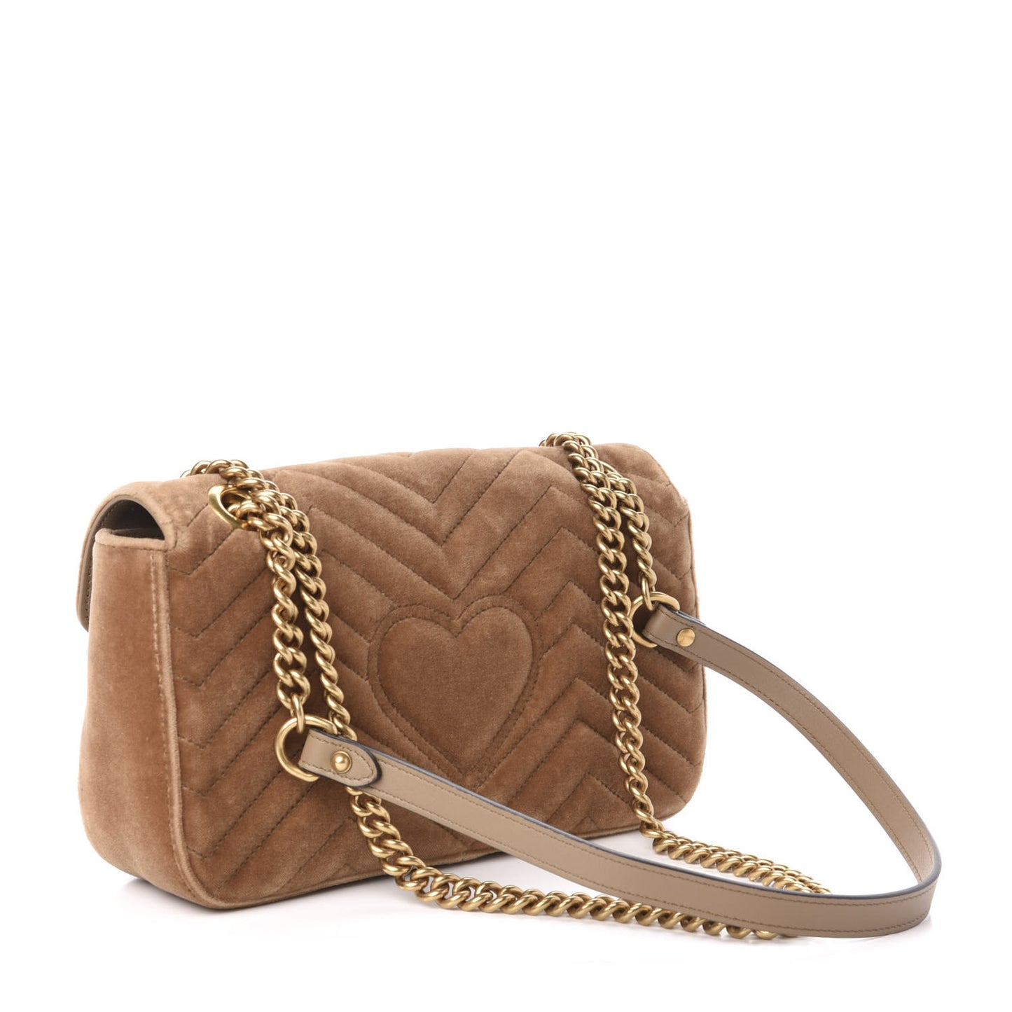 Velvet Matelasse Small GG Marmont Shoulder Bag Taupe