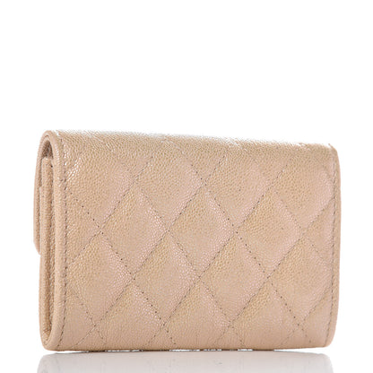 Chanel Iridescent Caviar Quilted Flap Card Holder Beige 3 of 9
