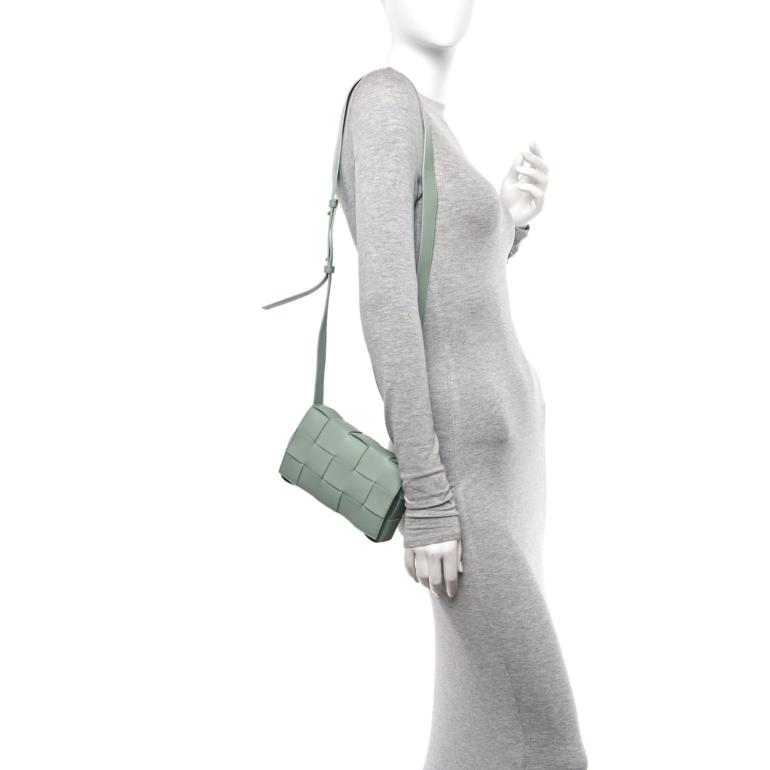 Bottega Veneta Lambskin Maxi Intreccio Small Cassette Crossbody Bag New Sauge 2 of 10