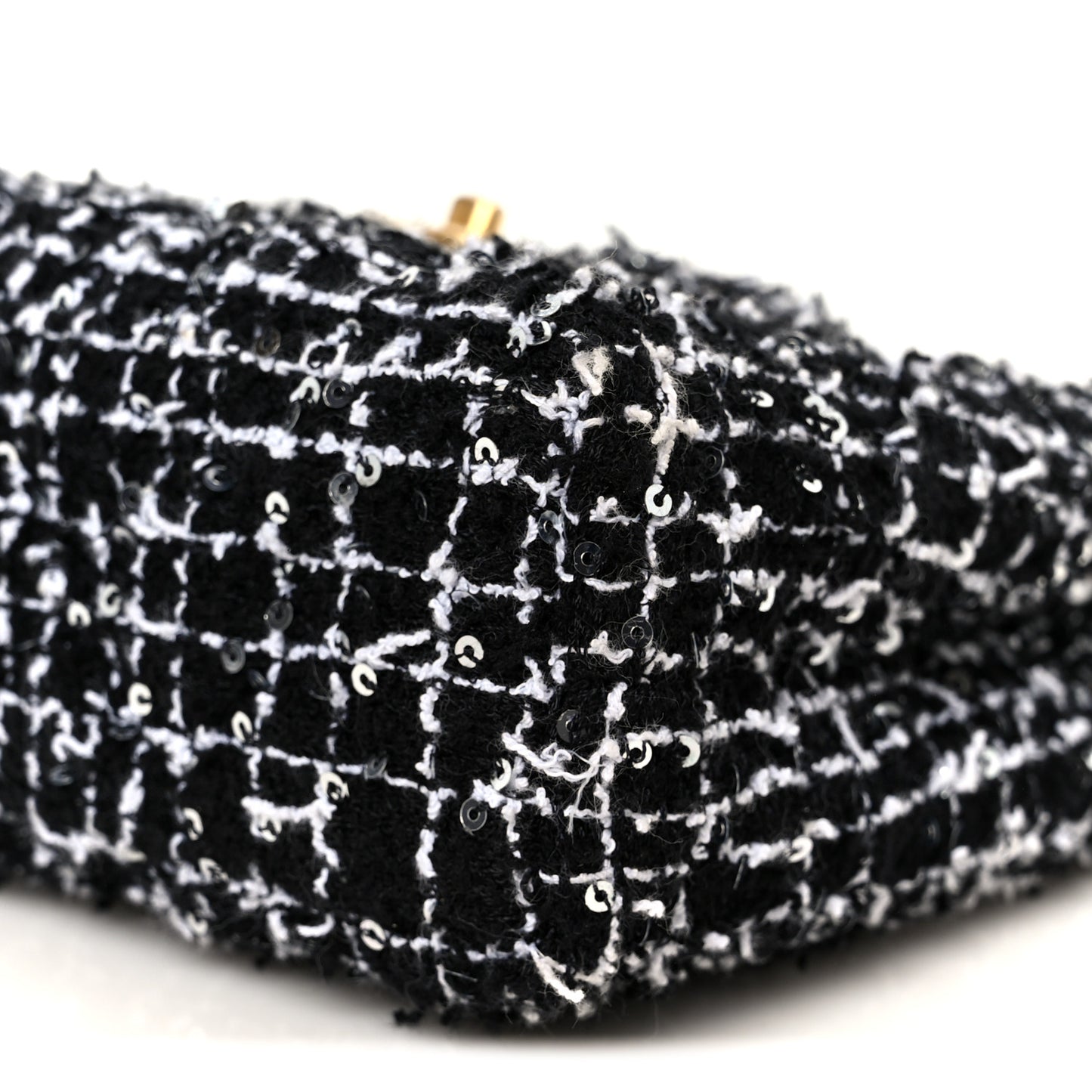 Tweed Quilted Nano Kelly Shopper Black White
