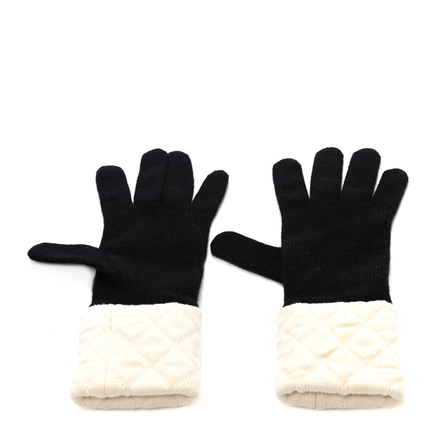 Cashmere Quilted CC Gloves Black