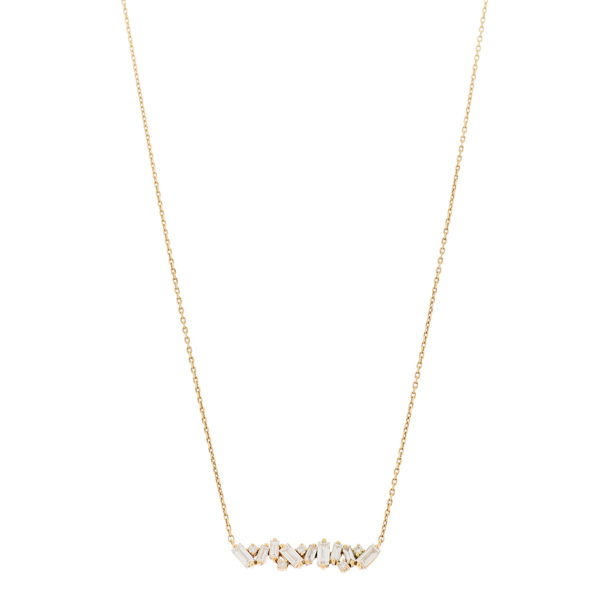 18K Yellow Gold Diamond Frenzy Bar Necklace