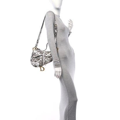 Christian Dior Calfskin Plan De Paris Printed Saddle Bag With Strap White Black 2 of 10