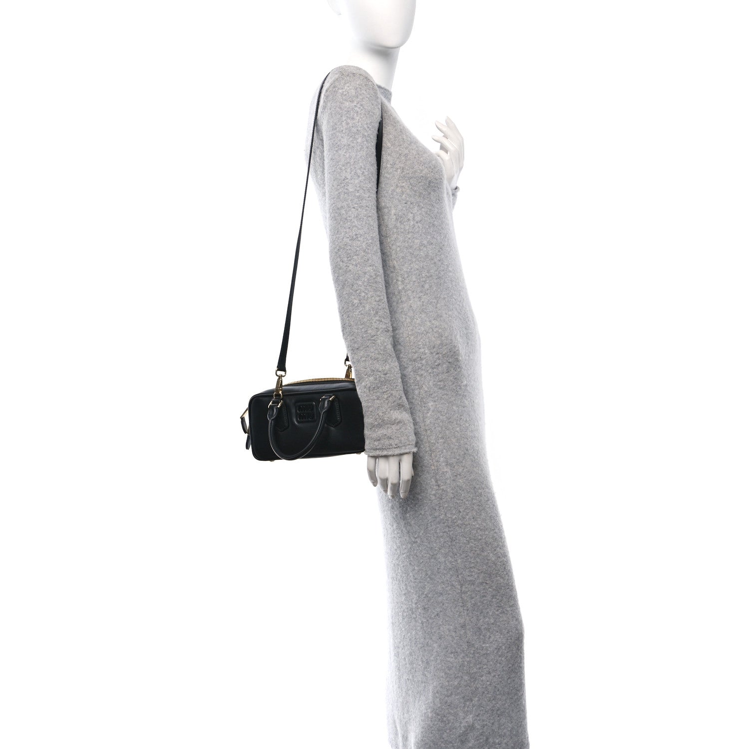 Miu Miu Calfskin Regular Arcadie Top Handle Bag Black 2 of 9