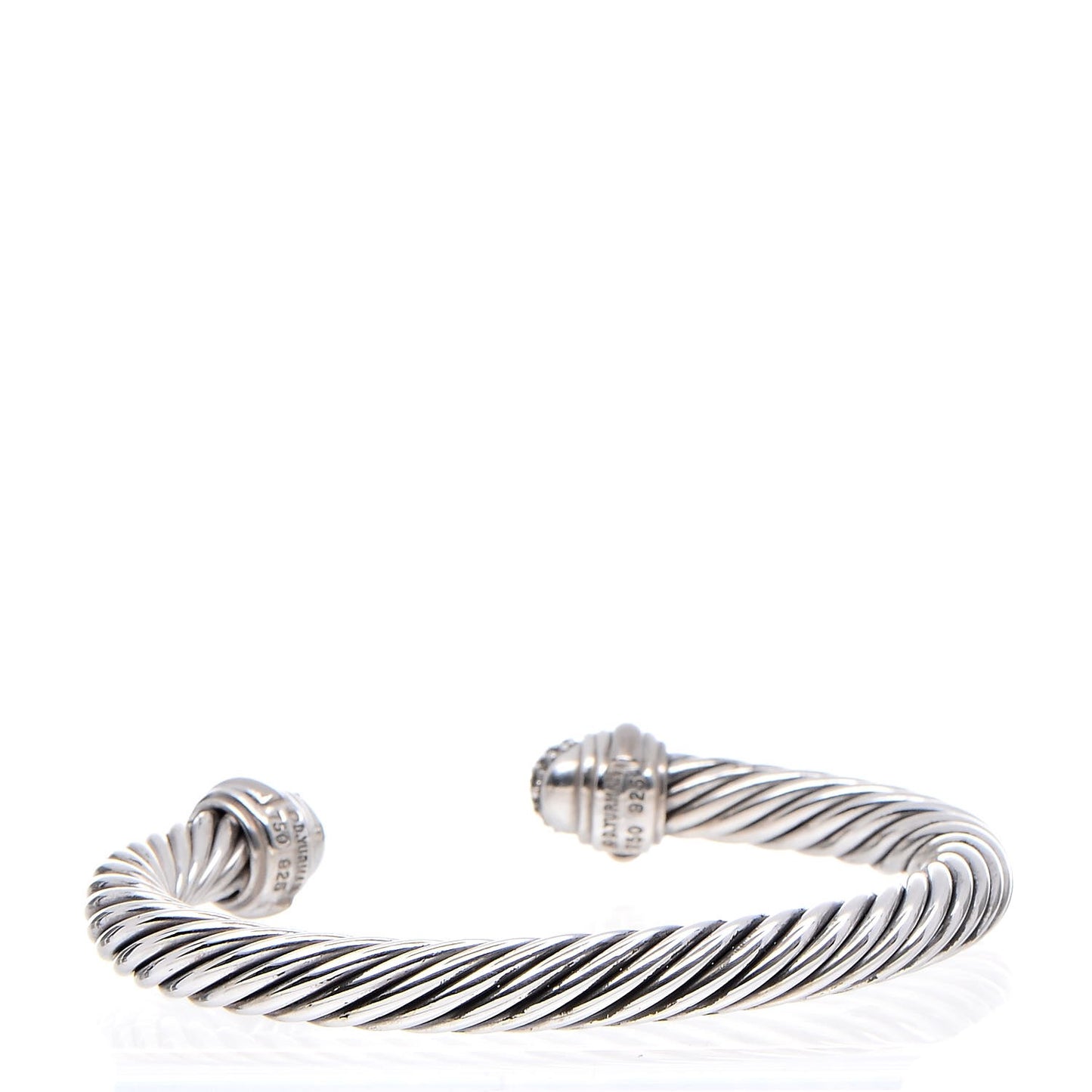Sterling Silver 18K White Gold Diamond 7mm Cable Classics Bracelet