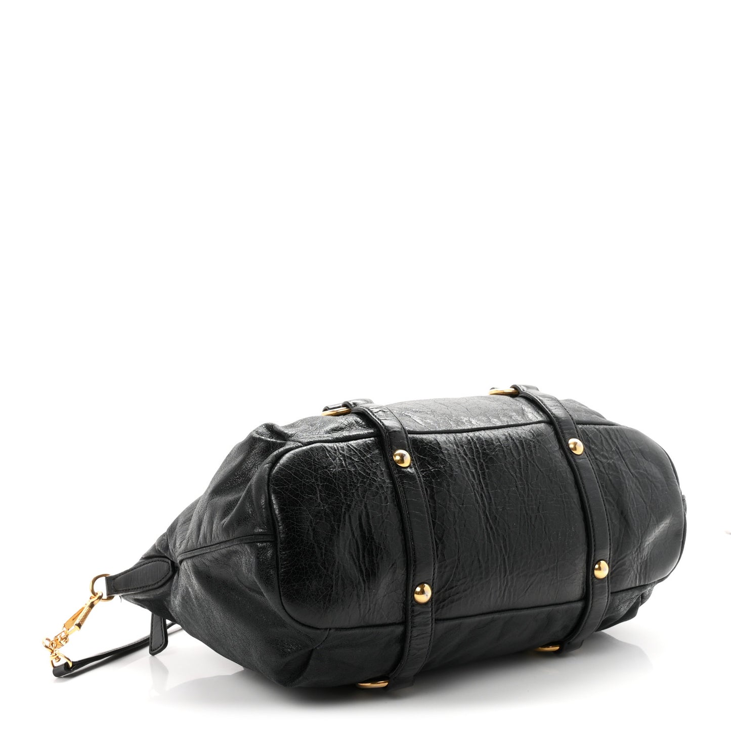 Vitello Lux Gathered Tote Black