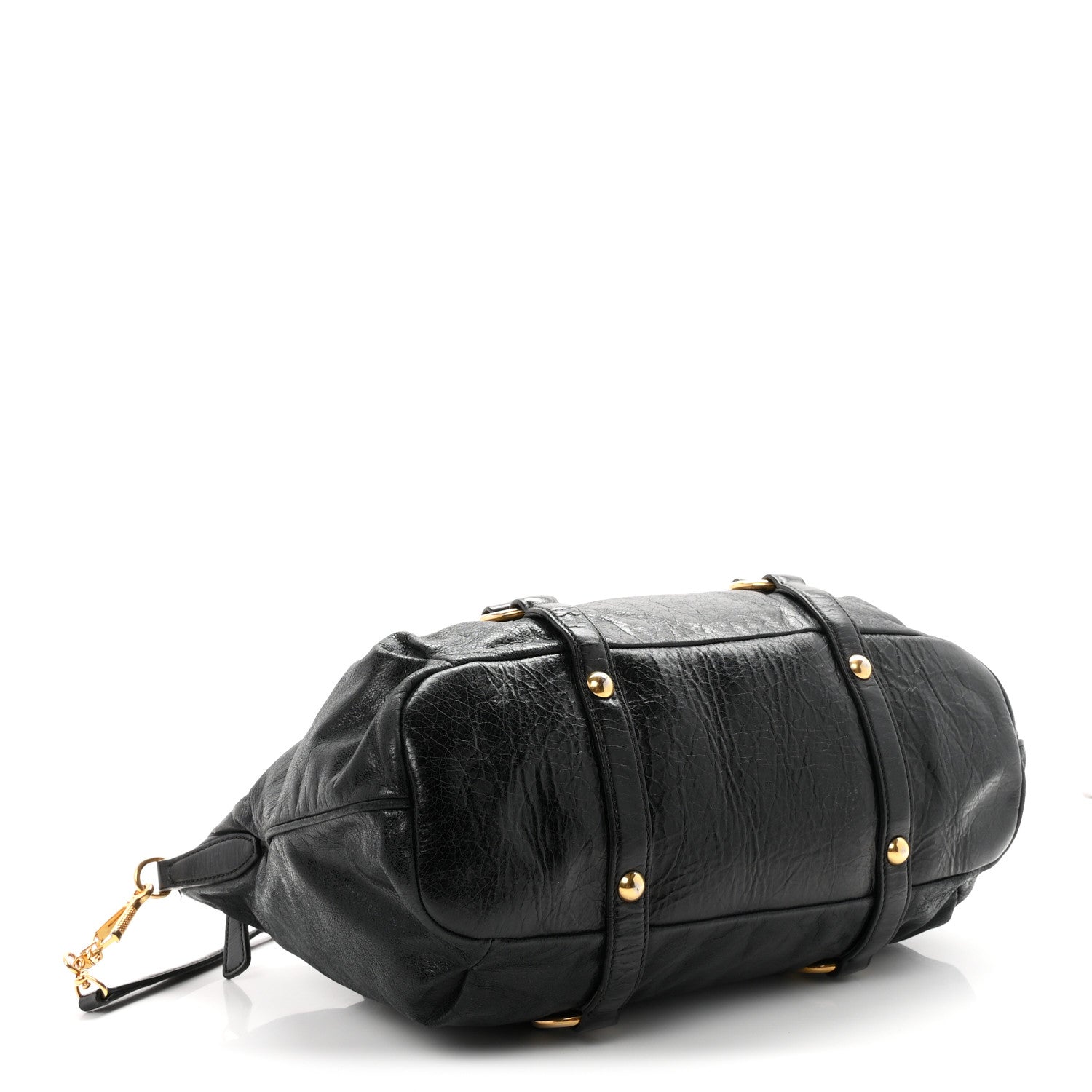 Miu Miu Vitello Lux Gathered Tote Black 4 of 10