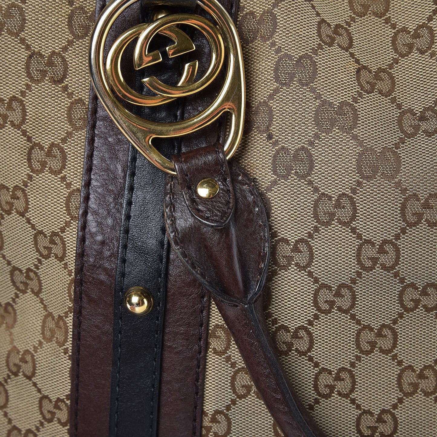 Monogram Interlocking G Tote Dark Brown