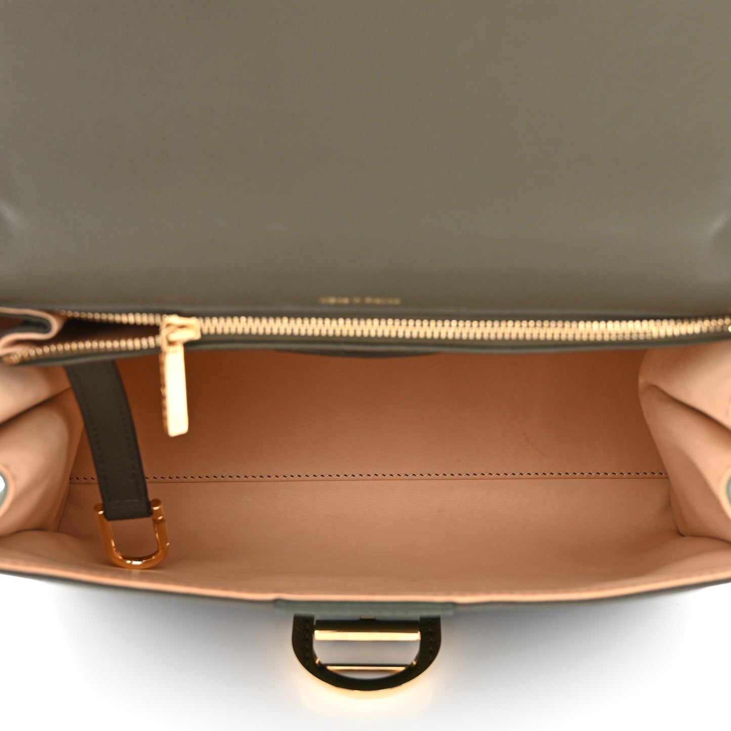 Grained Calfskin Bi-Color Brillant MM Satchel Kaki