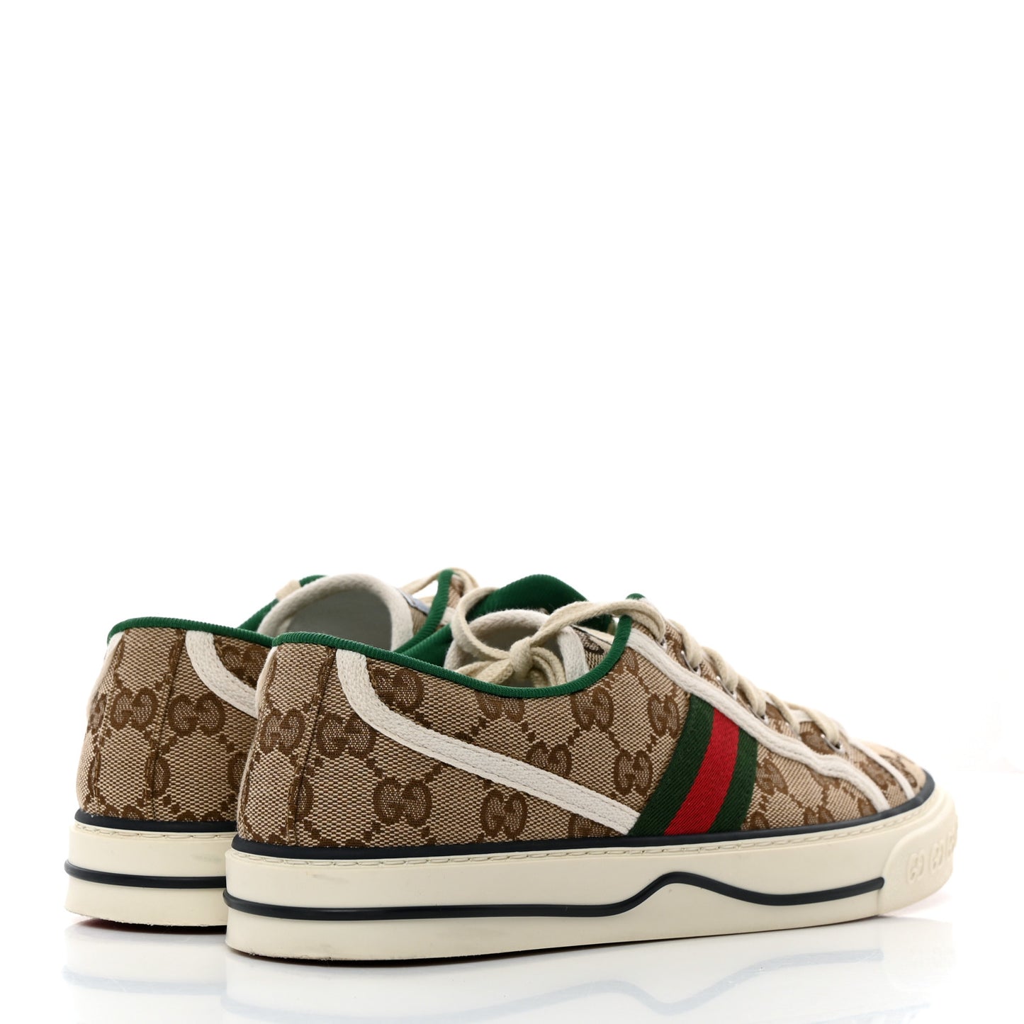 GG Monogram Web Womens 1977 Tennis Sneakers 40 Beige Ebony Mystic White