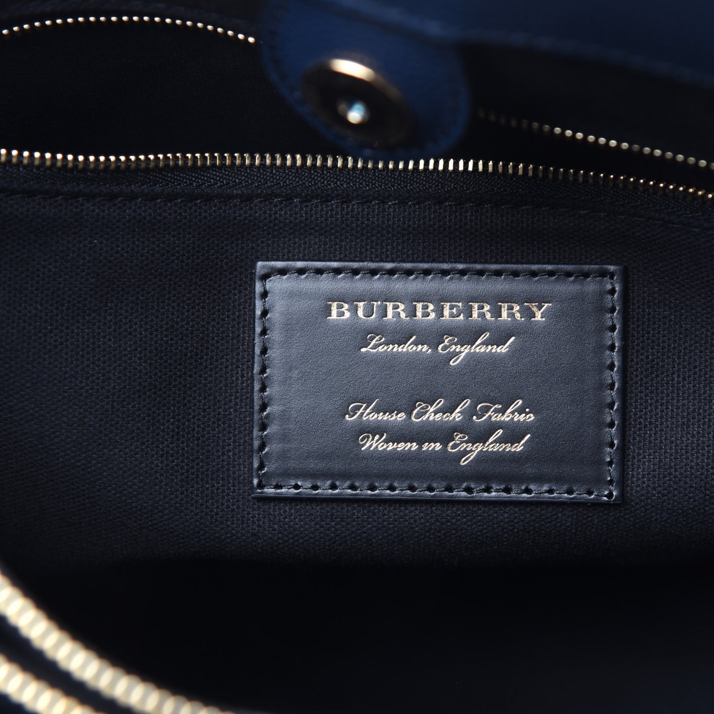 Calfskin House Check Medium Banner Tote Ink Blue