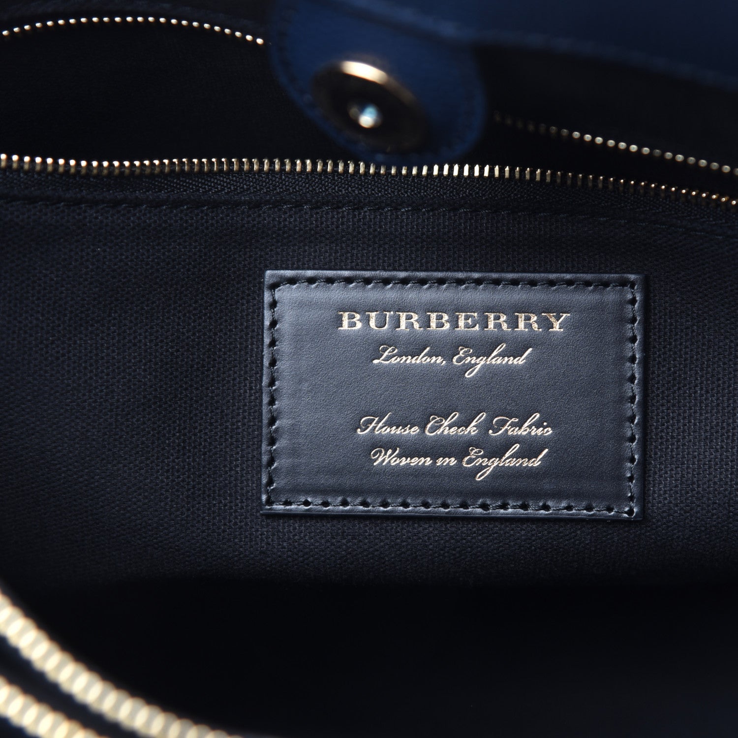 Burberry Calfskin House Check Medium Banner Tote Ink Blue 8 of 10