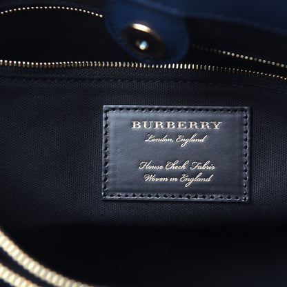 Burberry Calfskin House Check Medium Banner Tote Ink Blue 8 of 10