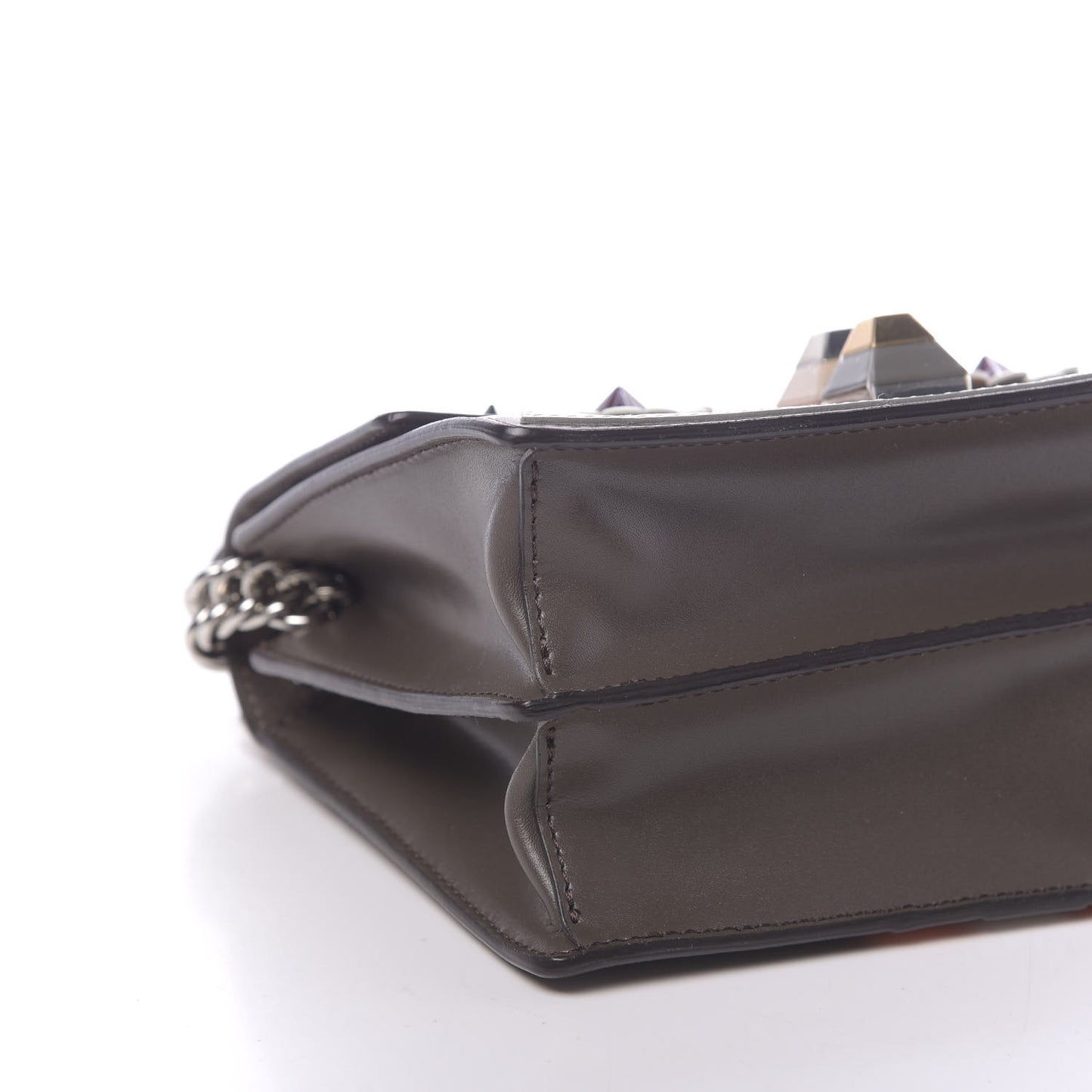 Vitello Liberty Lucido Catalan Mirror Hypnoteyes Studded Small Kan I Shoulder Bag Carbone Arancio Multicolor