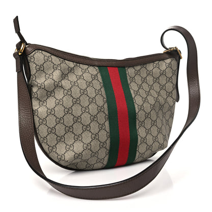 Gucci GG Supreme Monogram Web Small Ophidia Half Moon Hobo Brown 3 of 11