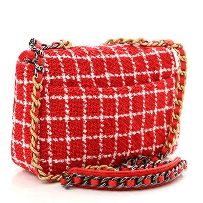 Chanel Tweed Quilted Medium Chanel 19 Flap Red White 3 of 11