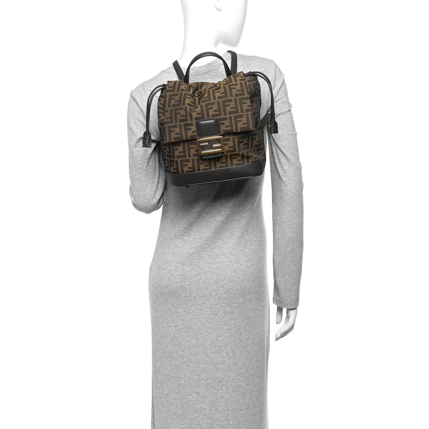 Fendi Vitello Grace Jacquard FF Backpack Brown 2 of 10