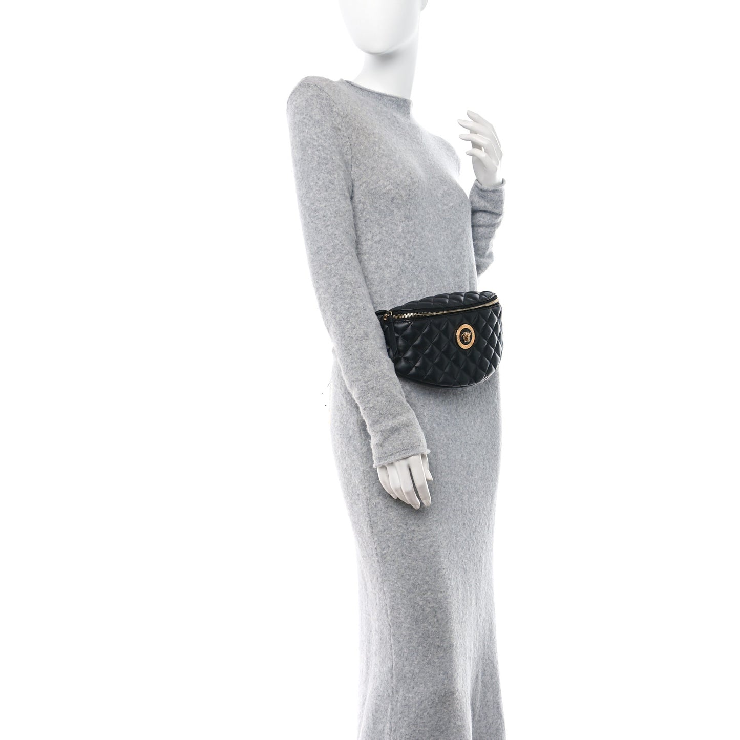 Nappa Quilted Medusa Belt Bag Black