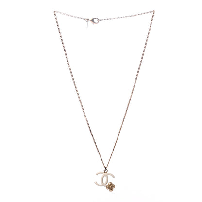 Chanel Enamel CC Camelia Necklace Gold White 3 of 5