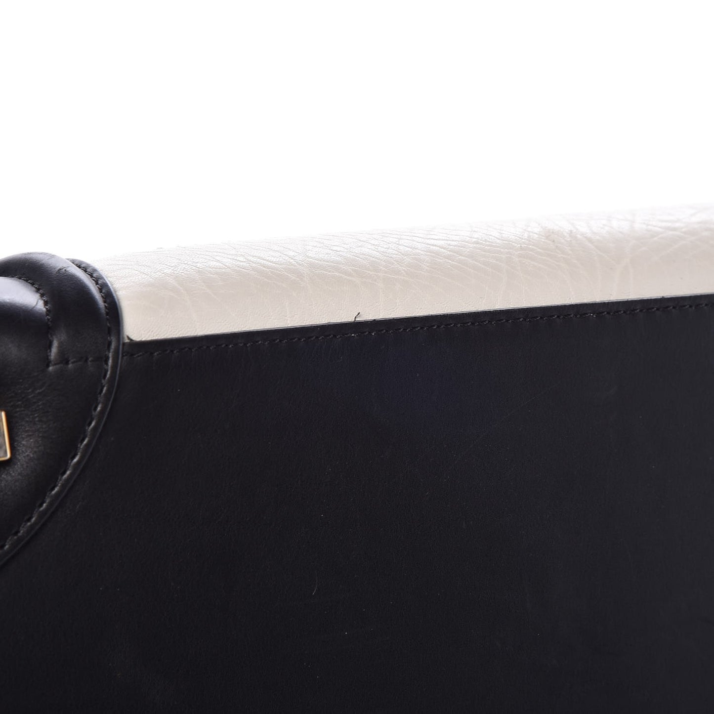 Smooth Calfskin Shrunken Lambskin Mini Bi-Color Luggage Black White