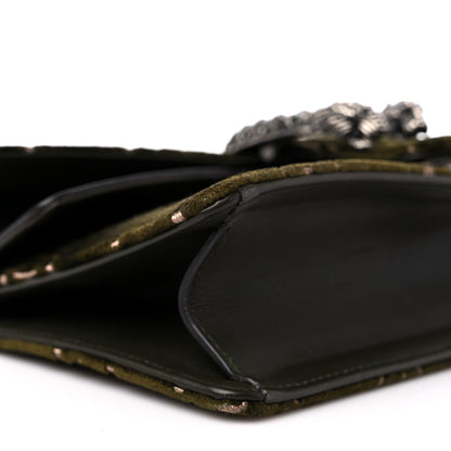 Gucci Velvet Moon Calfskin Crystal GG Monogram Small Dionysus Shoulder Bag Dark Olive Rose Gold 9 of 13