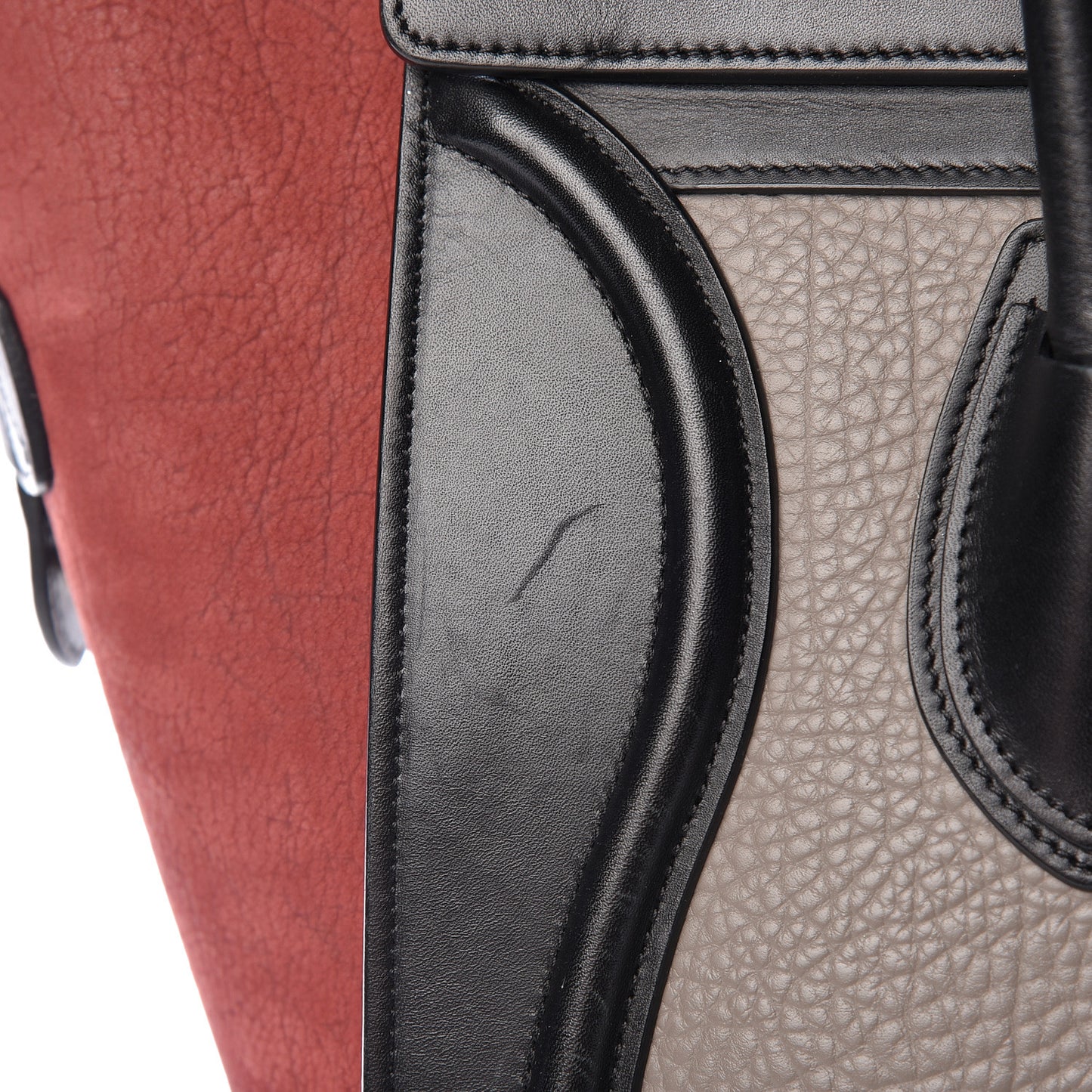Bullhide Calfskin Suede Mini Tri-Color Luggage Dark Ruby