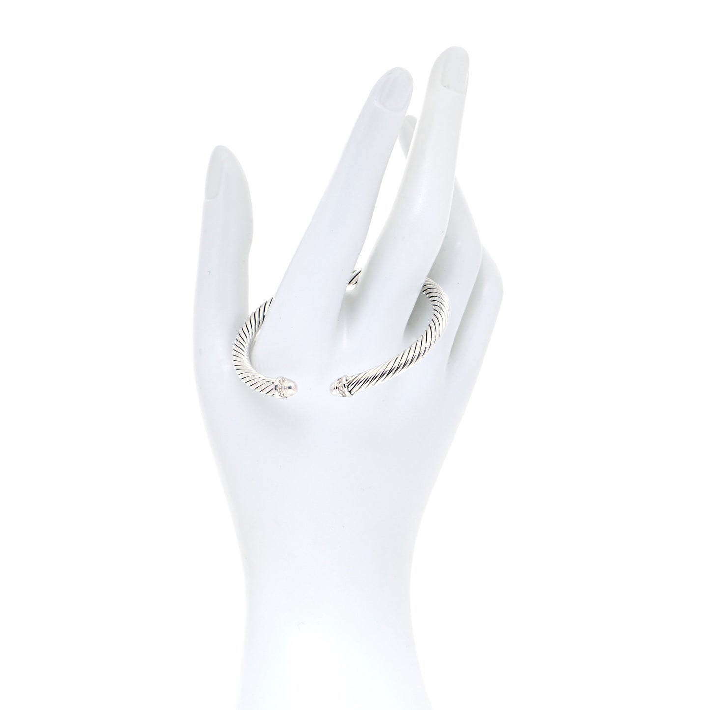 Sterling Silver Diamond 5mm Cable Classics Dome Bracelet