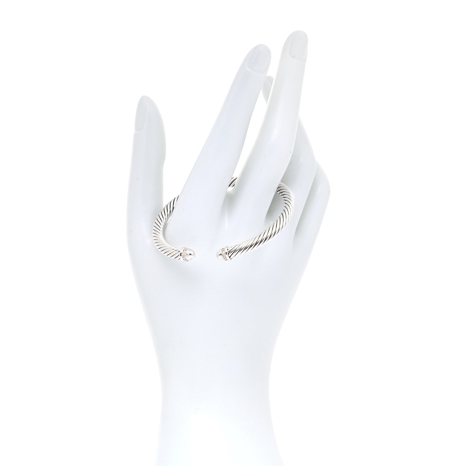 David Yurman Sterling Silver Diamond 5mm Cable Classics Dome Bracelet 2 of 5